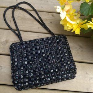vintage 70s black beaded shoulder bag NWOT 🎈HOST PICK🎈